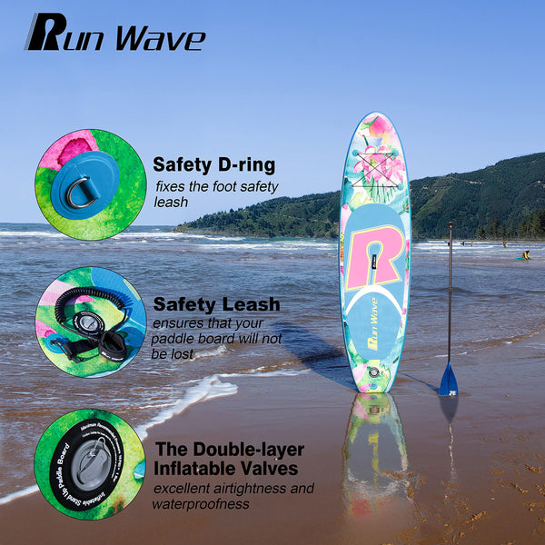 Runwave Inflatable Stand Up Paddle Board 11'×33''×6''(6'' Thick) Non-Slip Deck with Premium SUP Accessories | Wide Stance, Bottom Fins for Surfing Control | Youth Adults Beginner