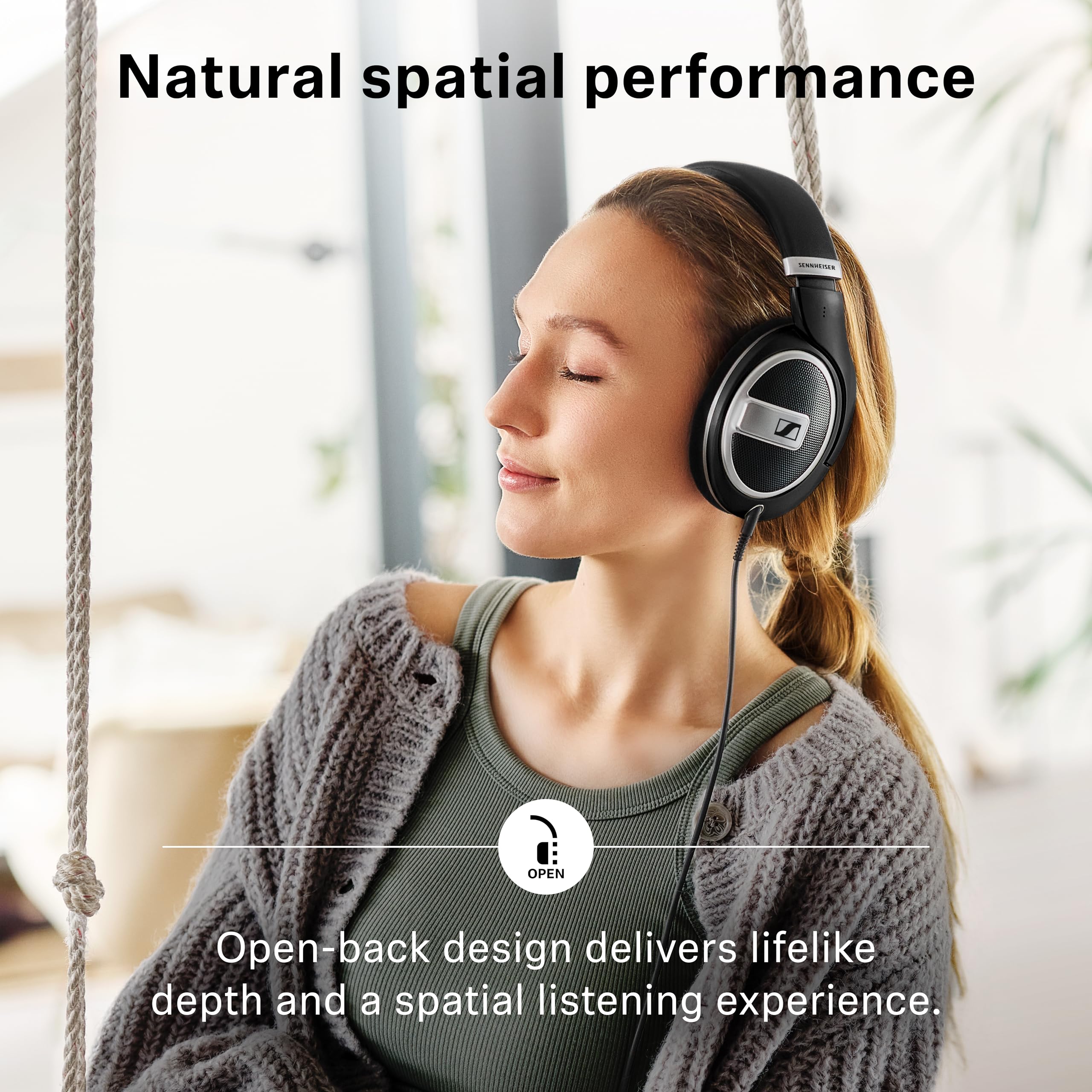 Sennheiser HD 599 SE Open-Back Wired Headphones, Premium Design, Natural Balanced Audio, Comfortable Fit for Music, Gaming, School, Work, Black