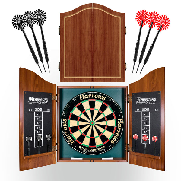 Harrows Dart Board Set Pro?s Choice I Dartboard with 6 Darts I Dart Board Set with Cabinet & Darts Scoreboard I Professional Dartboard Official