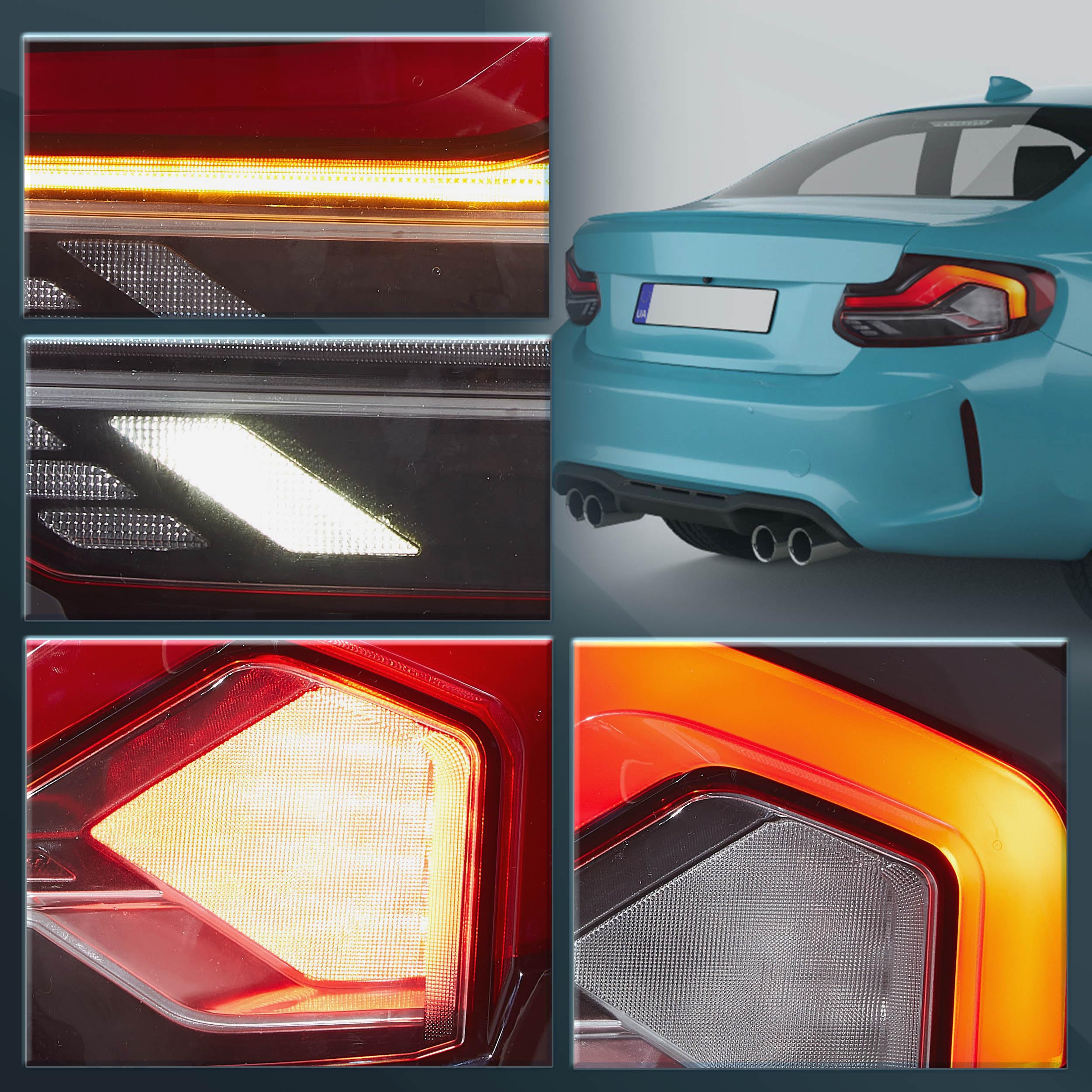 VLAND OLED Rear Lights Compatible with 2013-2018 BMW 3 Series F30 F35 F80 320i 328i 335i Sedan (Not for F31 F34), Tail Lights with Sequential Indicators, E-mark, Red