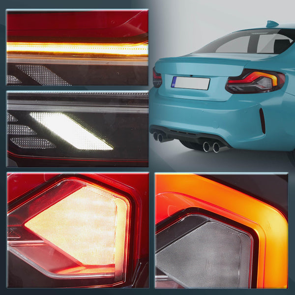 VLAND OLED Rear Lights Compatible with 2013-2018 BMW 3 Series F30 F35 F80 320i 328i 335i Sedan (Not for F31 F34), Tail Lights with Sequential Indicators, E-mark, Red