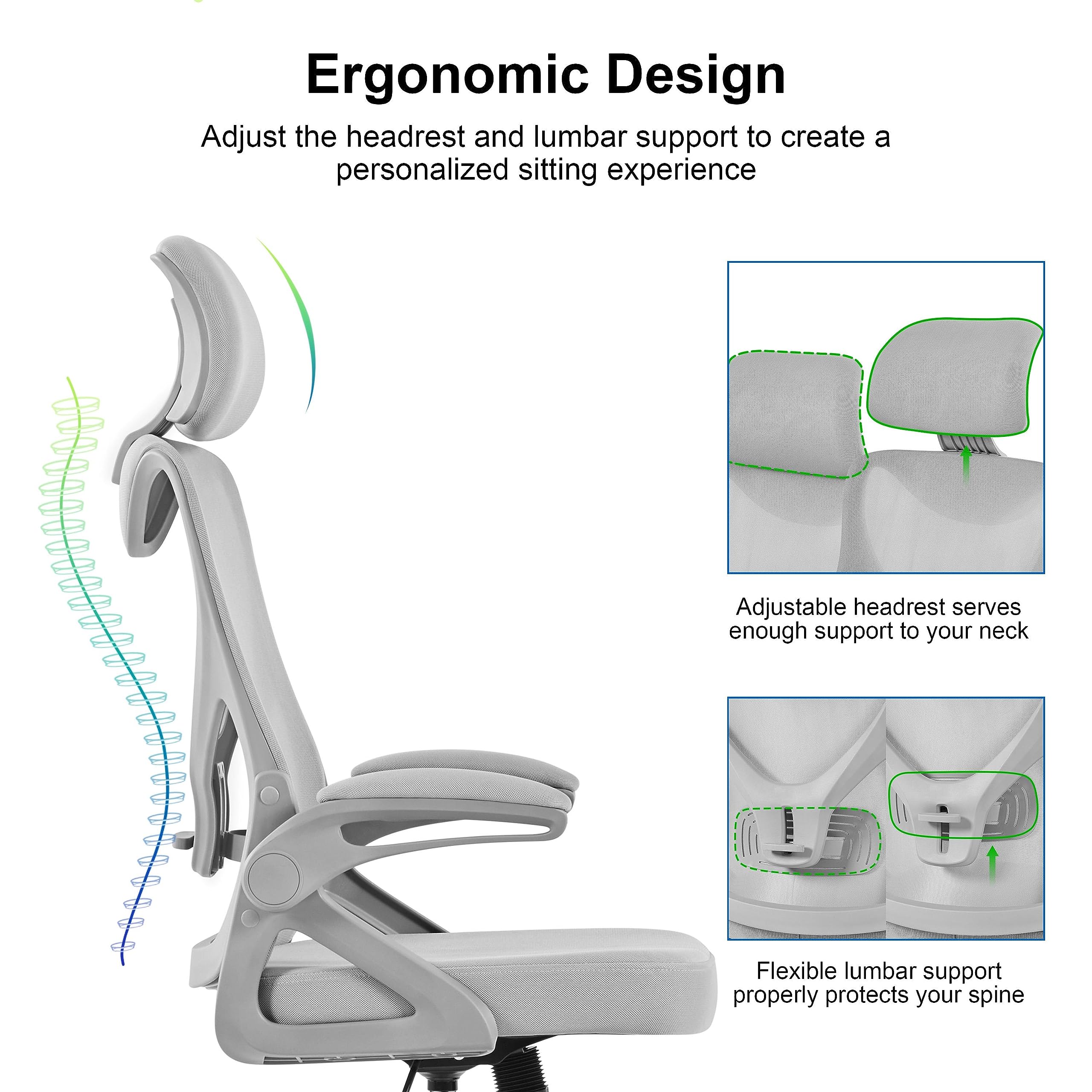 Yaheetech High Back Home Office Chair Ergonomic Swivel Desk Chair with Arms and Height Adjustable Back Support for Home Study or Manager Work White/Pink