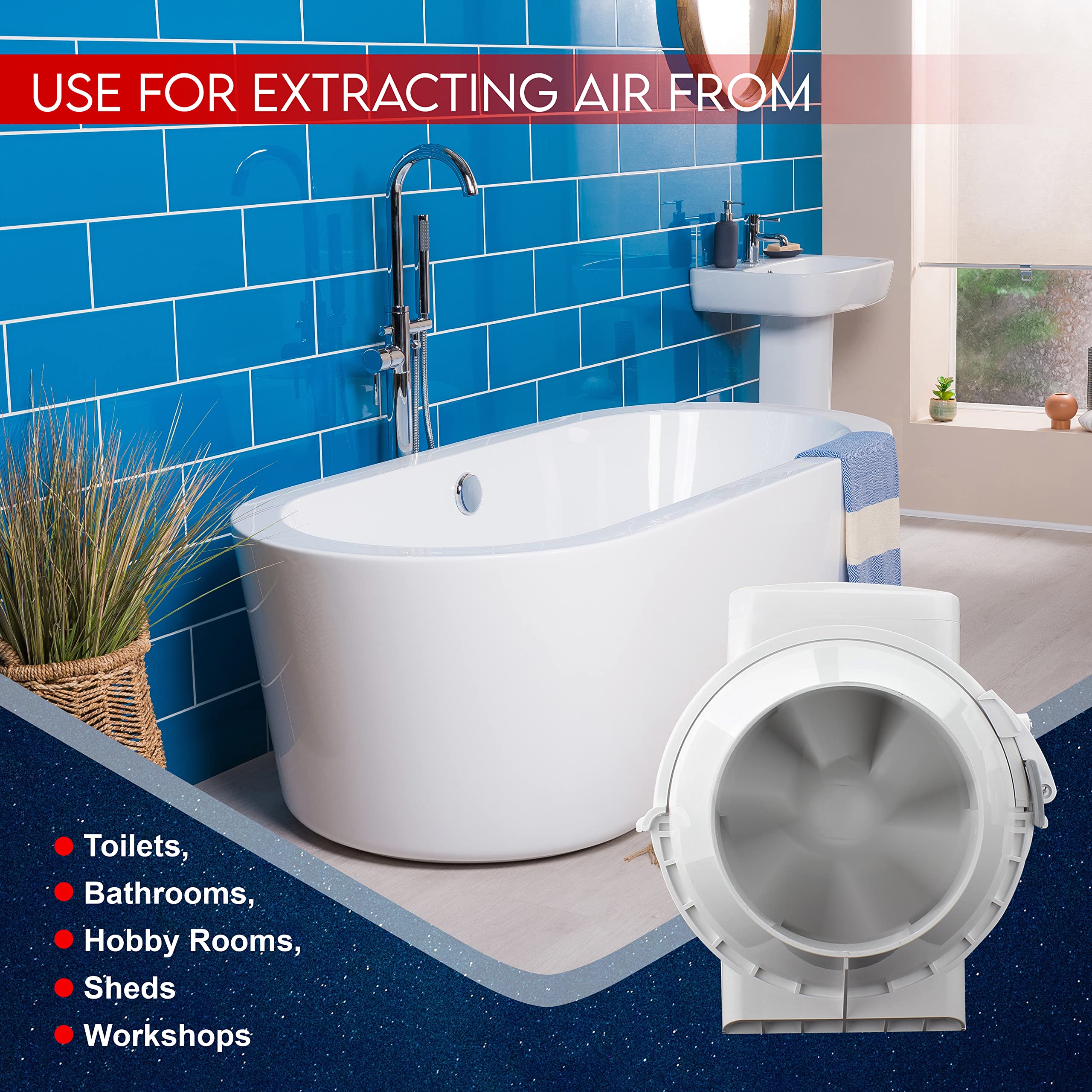 Fantronix 4 inch (100 mm) dia Universal Quiet Operation Inline Bathroom Fan Intake Hydroponic Shower Duct Ventilation Fan for hydroponics Room