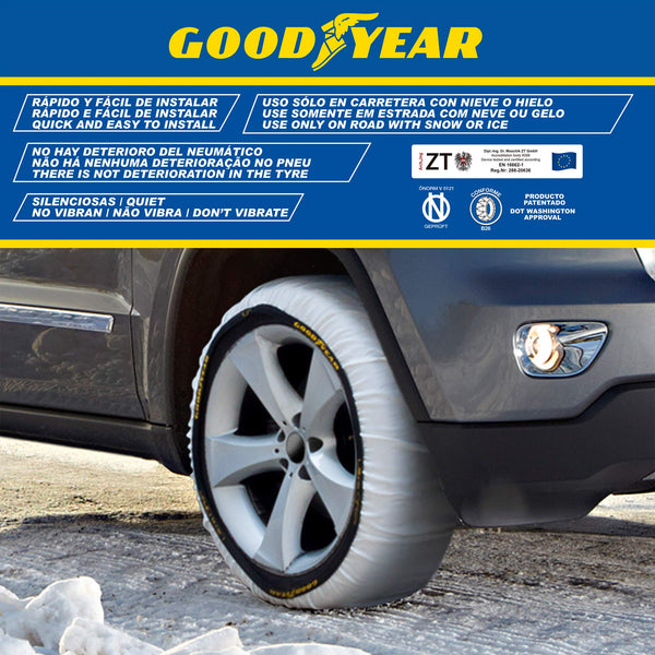 Goodyear Set of 2 x 9 mm Metallic Car Snow Chains Size 110 with Automatic Tensioner