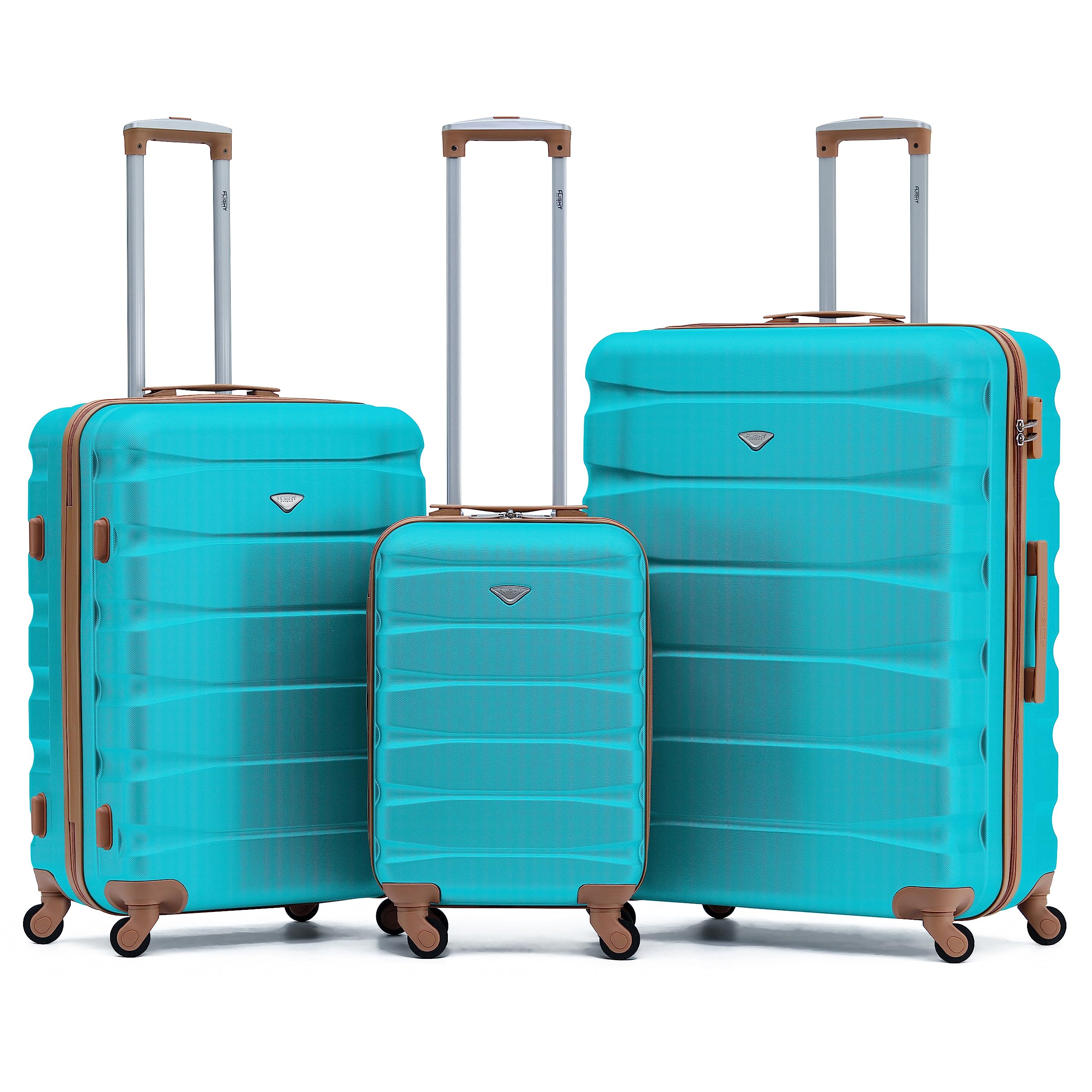 Flight Knight Set of 3 Lightweight 4 Wheel ABS Hard Case Suitcases Cabin & Hold Luggage Options Approved for Over 100 Airlines Including easyJet, British Airways, Ryanair, Jet2 & Many More