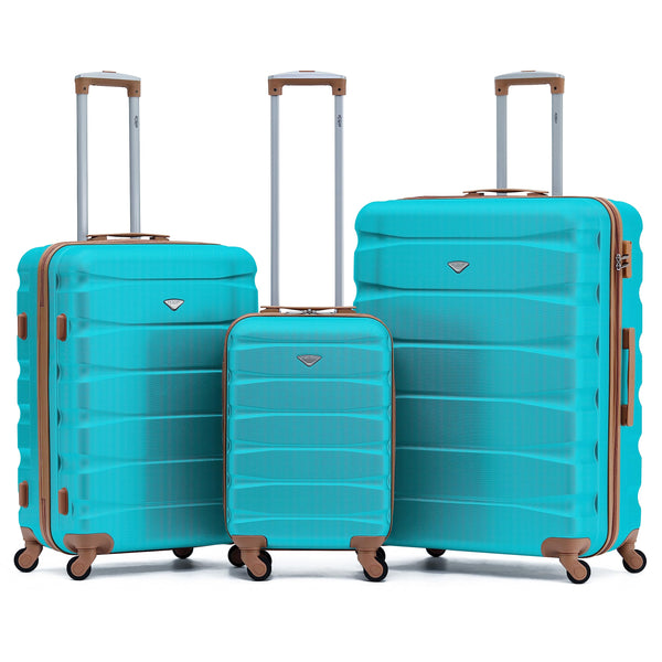 Flight Knight Set of 3 Lightweight 4 Wheel ABS Hard Case Suitcases Cabin & Hold Luggage Options Approved for Over 100 Airlines Including easyJet, British Airways, Ryanair, Jet2 & Many More