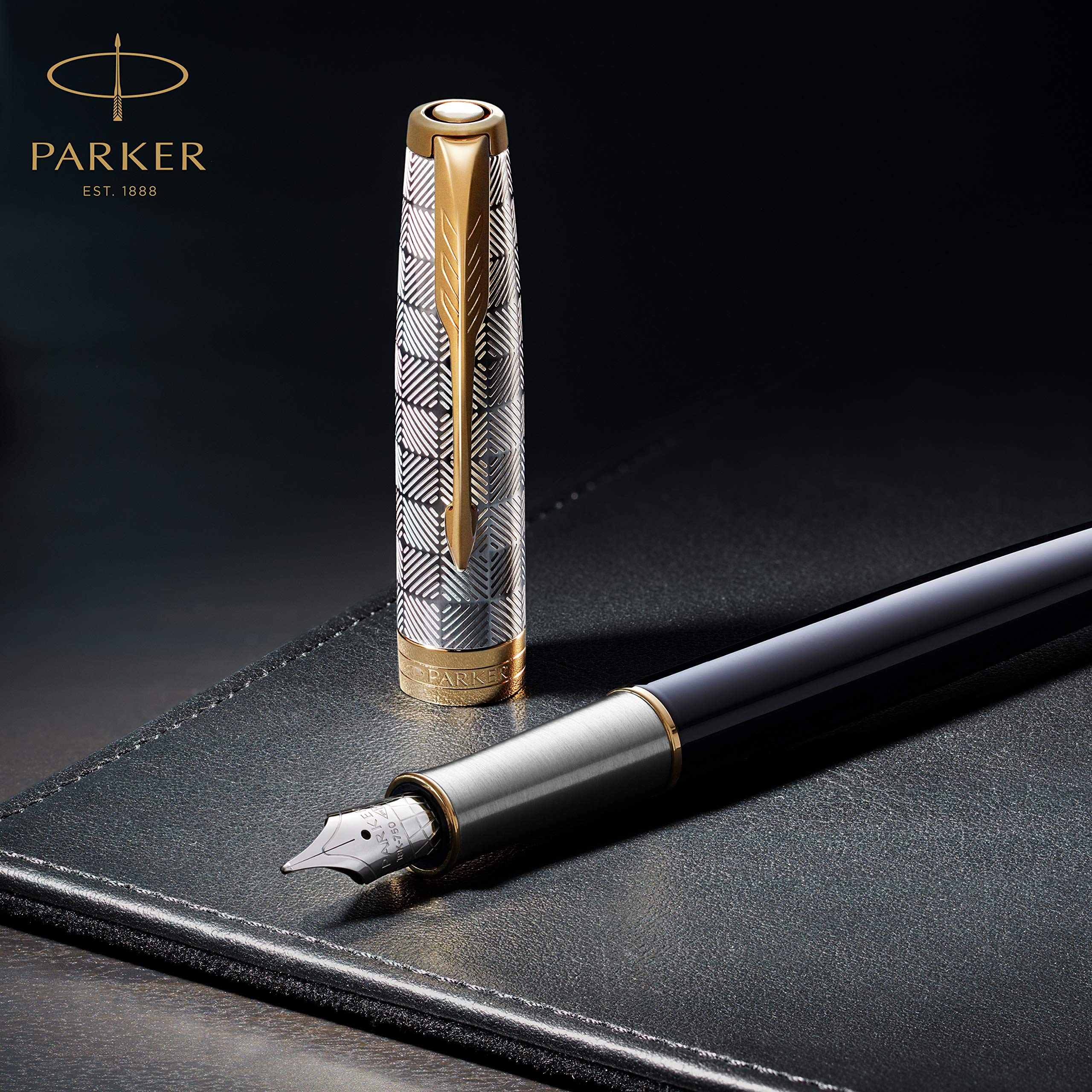 Parker Sonnet Ballpoint Pen | Stainless Steel with Gold Trim | Medium Point | Handwriting Pens & Stationery Supplies | Black Ink | Gift Box
