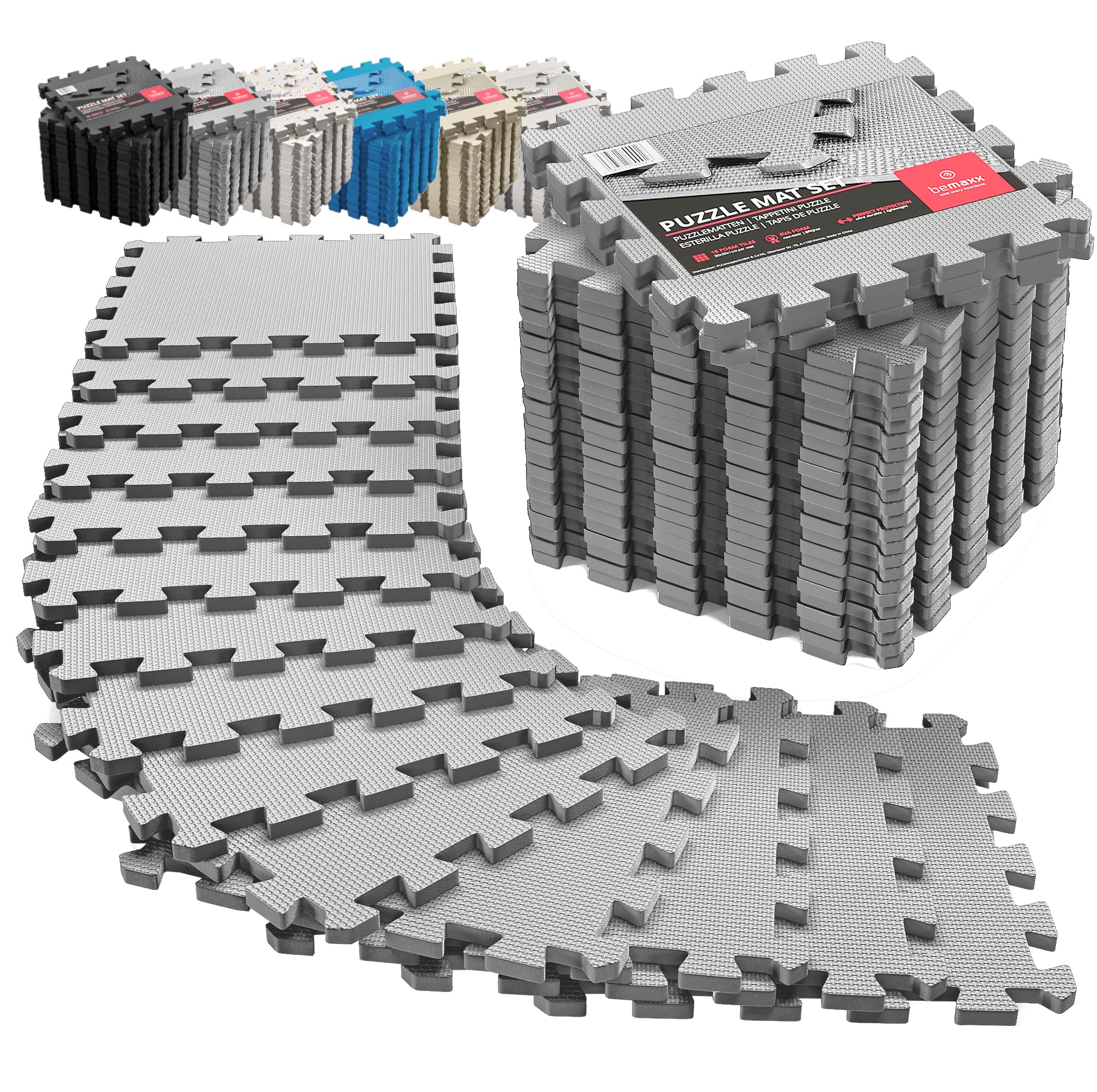 Interlocking Soft Foam Floor Mat - 18 Pieces Protective Gym Flooring Set, Exercise Mats EVA Puzzle Rubber Tiles, Ground Surface Protection Workout Underlay Matting Sports Pool Home Fitness Garage