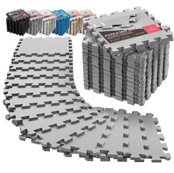 Interlocking Soft Foam Floor Mat - 18 Pieces Protective Gym Flooring Set, Exercise Mats EVA Puzzle Rubber Tiles, Ground Surface Protection Workout Underlay Matting Sports Pool Home Fitness Garage
