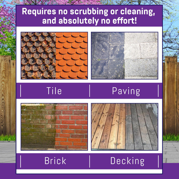 Purple Magic - All Purpose Outdoor Path and Patio Cleaner | Concentrated Mould, Mildew, Lichen, Algae Remover | Decking, Driveways, Rooftops, Spray & Leave Cleaner (Up to 150m2 coverage) - 2.5 Litre
