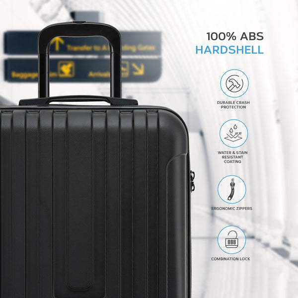 Flight Knight Premium Lightweight Suitcase - Built-in TSA Lock - 8 Spinner Wheels - ABS Hard Shell Check in Highly Durable Luggage - Medium - 67x45x26cm