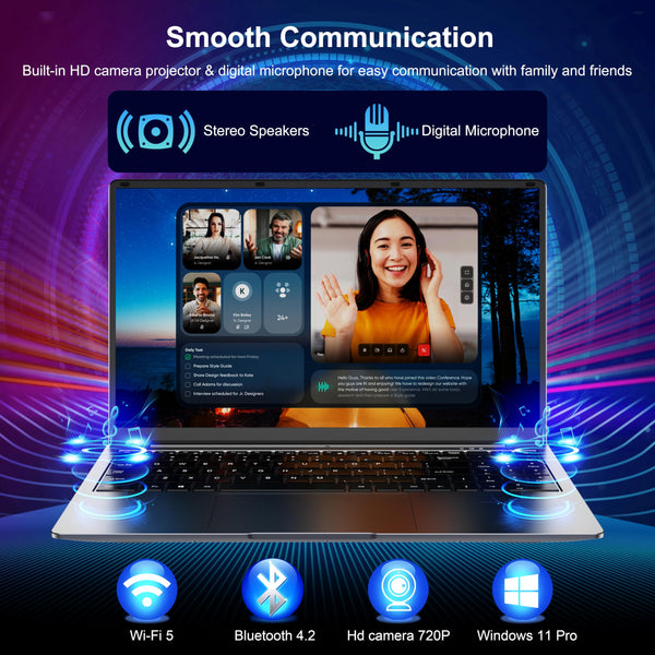 15.6" Laptop - 16GB RAM 512GB SSD PC Laptop, Quad-Core N95 Processor Up to 3.1GHz, Computers with USB3.0,Ethernet port,Touch ID, WiFi, BT4.2, for Students/Business