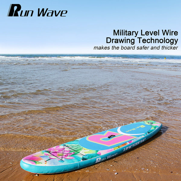 Runwave Inflatable Stand Up Paddle Board 11'×33''×6''(6'' Thick) Non-Slip Deck with Premium SUP Accessories | Wide Stance, Bottom Fins for Surfing Control | Youth Adults Beginner