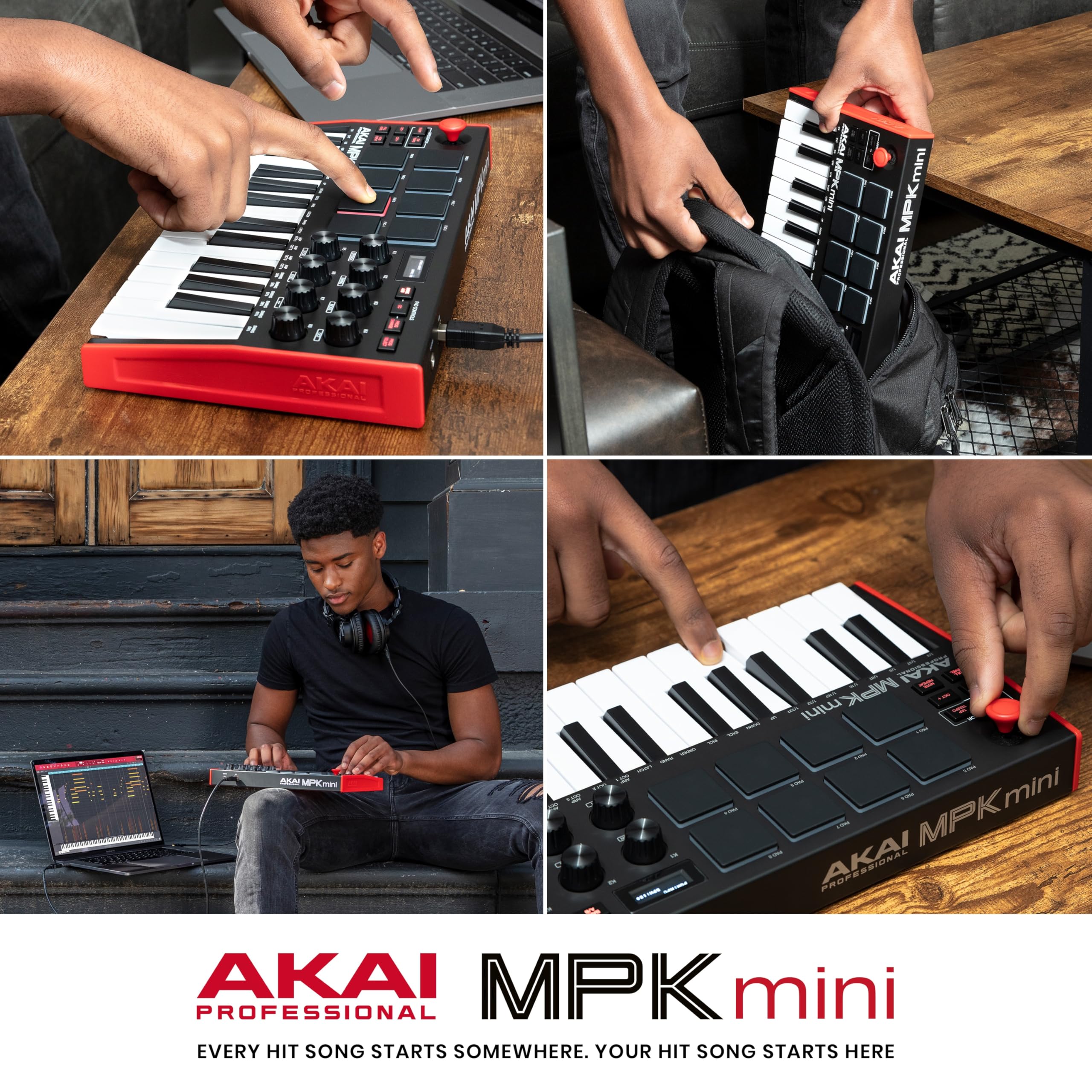 Akai Professional MPK Mini MK3 - 25 Key USB MIDI Keyboard Controller with 8 Backlit Drum Pads, 8 Knobs and Music Production Software and Native Instruments Sound Package (NKS Integration)