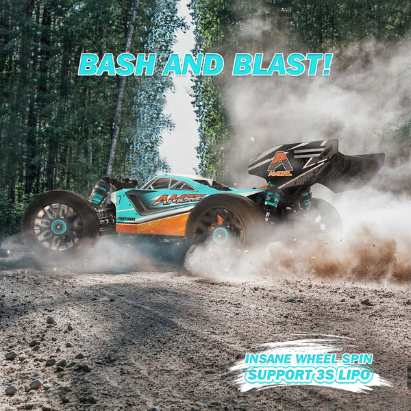 AMORIL 1/10 RTR Brushless Fast RC Cars for Adults,Max 50mph Hobby Electric Off-Road Monster Truck,Waterproof High Speed RC Car 4WD Remote Control Car with 3S Lipo,Green