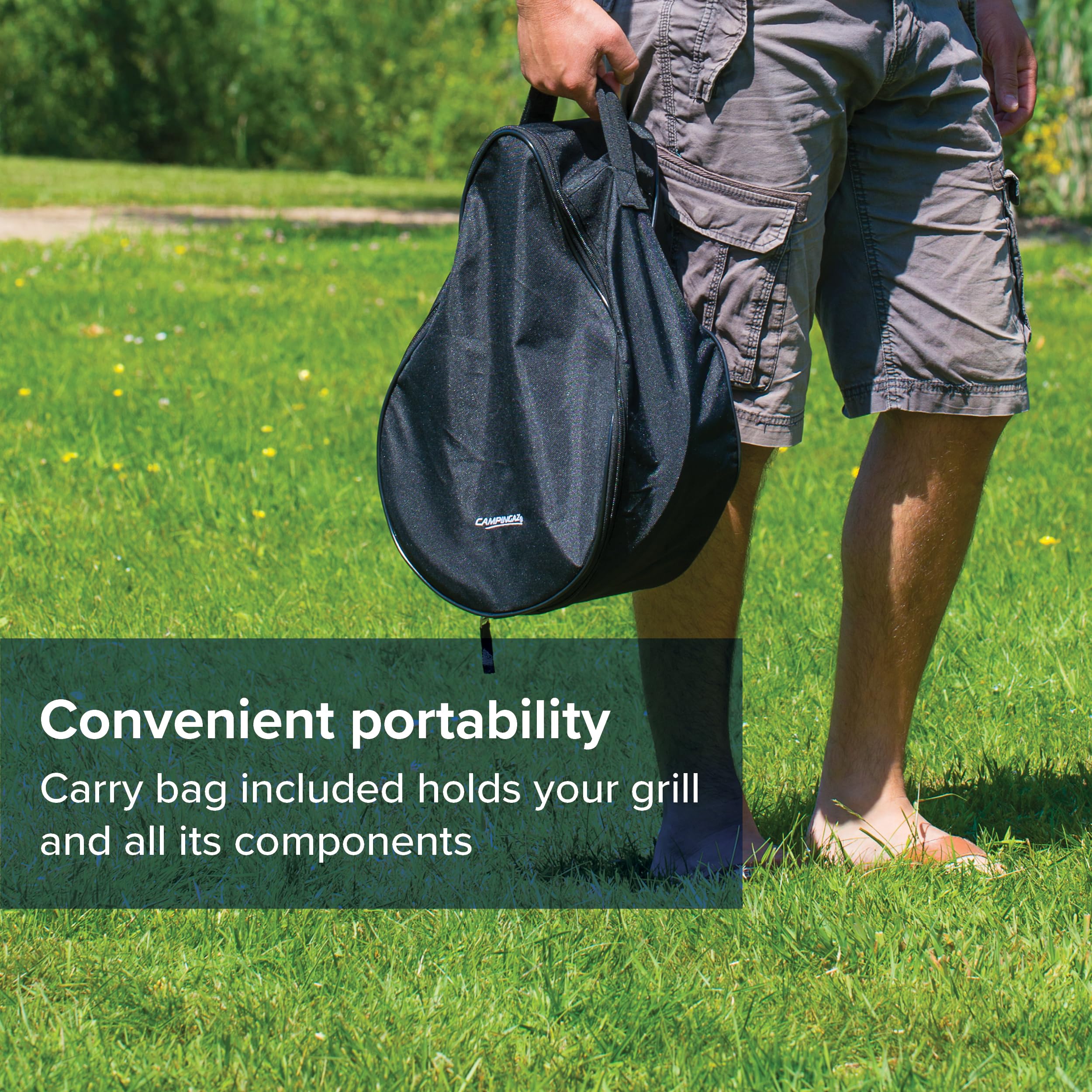 Campingaz Party Grill 400 CV, Camping Stove and Grill, All-in-One Portable Camping BBQ, with Griddle, Grid and Pan Support, Lid Doubles as Wok, Blue