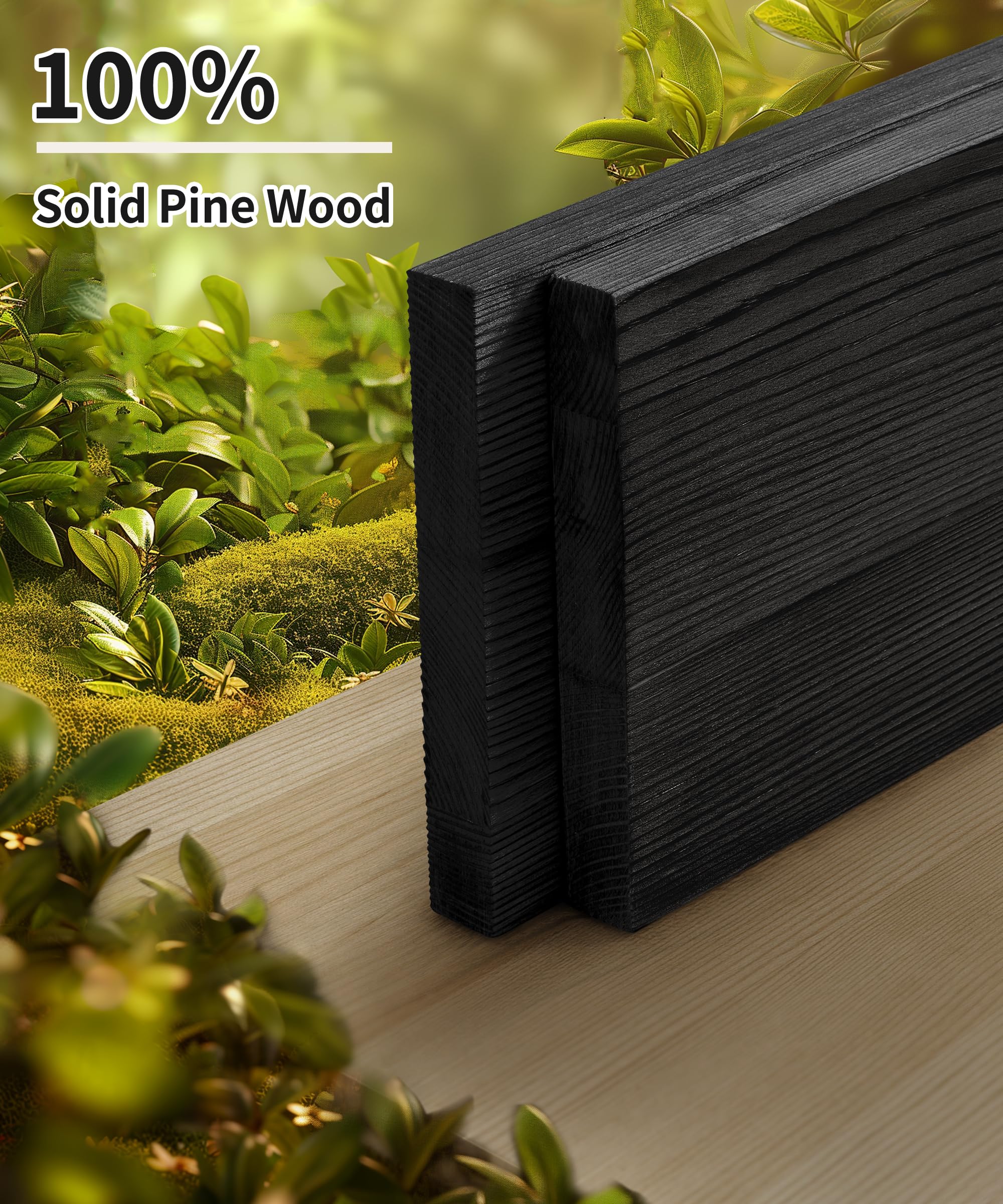 Gronda Floating Shelves for Wall Black Wooden Shelves 60CM Wall Shelf Unit With Brackets to Storage Display Decors Books Set of 2 Wall Shelves for