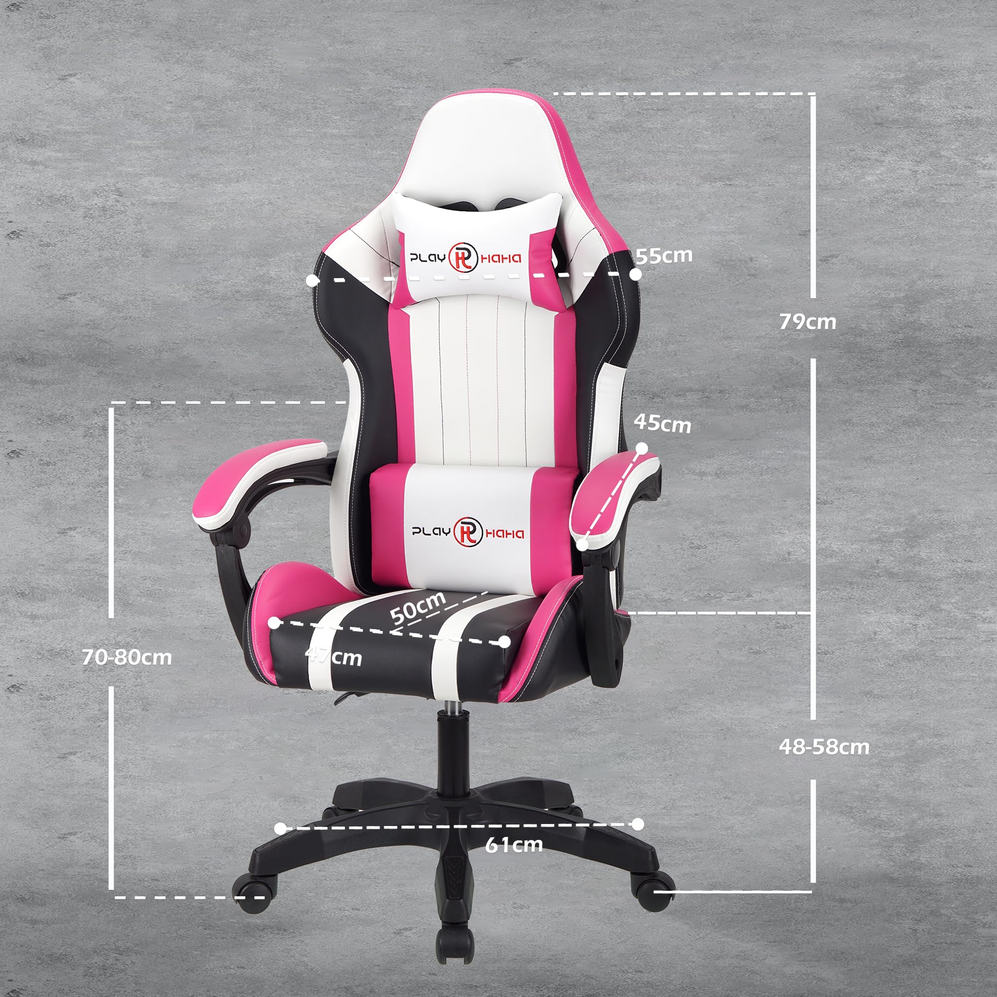 T-THREE.Ergonomic Leather Gaming Chair Height Adjustable with Headrest and Lumbar Support(Orange)