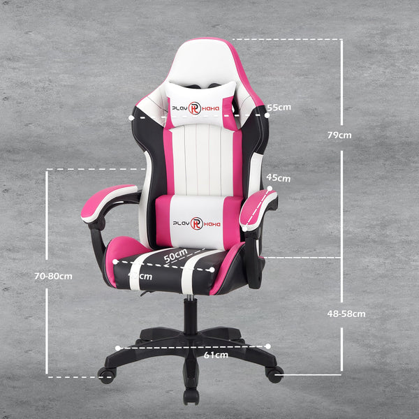 T-THREE.Ergonomic Leather Gaming Chair Height Adjustable with Headrest and Lumbar Support(Orange)