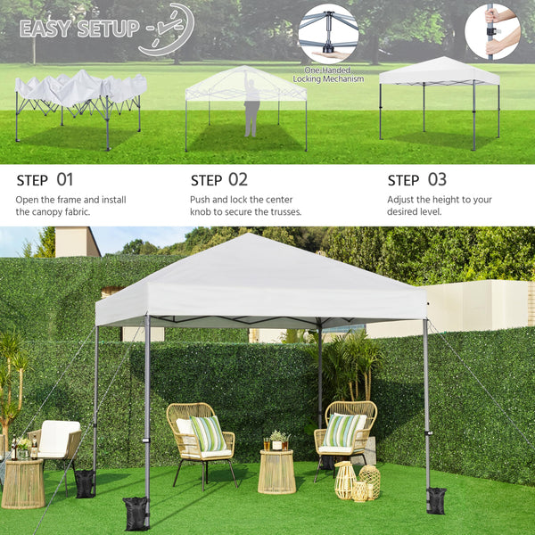 Yaheetech Pop Up Gazebo, 3x3m Easy One Person Setup Instant Shelter, Waterproof Garden Patio Canopy with 4 Sandbags, 4 Ropes & 8 Stakes, Wheeled Bag, Steel Frame, Adjustable Height - Beige