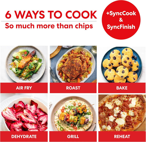 Instant Pot - Versazone Dual Black Air Fryer - Large 8.5L, Family Size - Single Double Basket with Divider - 8 in 1 - Food Dehydrate, Grill, Bake, Roast, Reheat, Non-Stick, Easy Clean, Dishwasher Safe