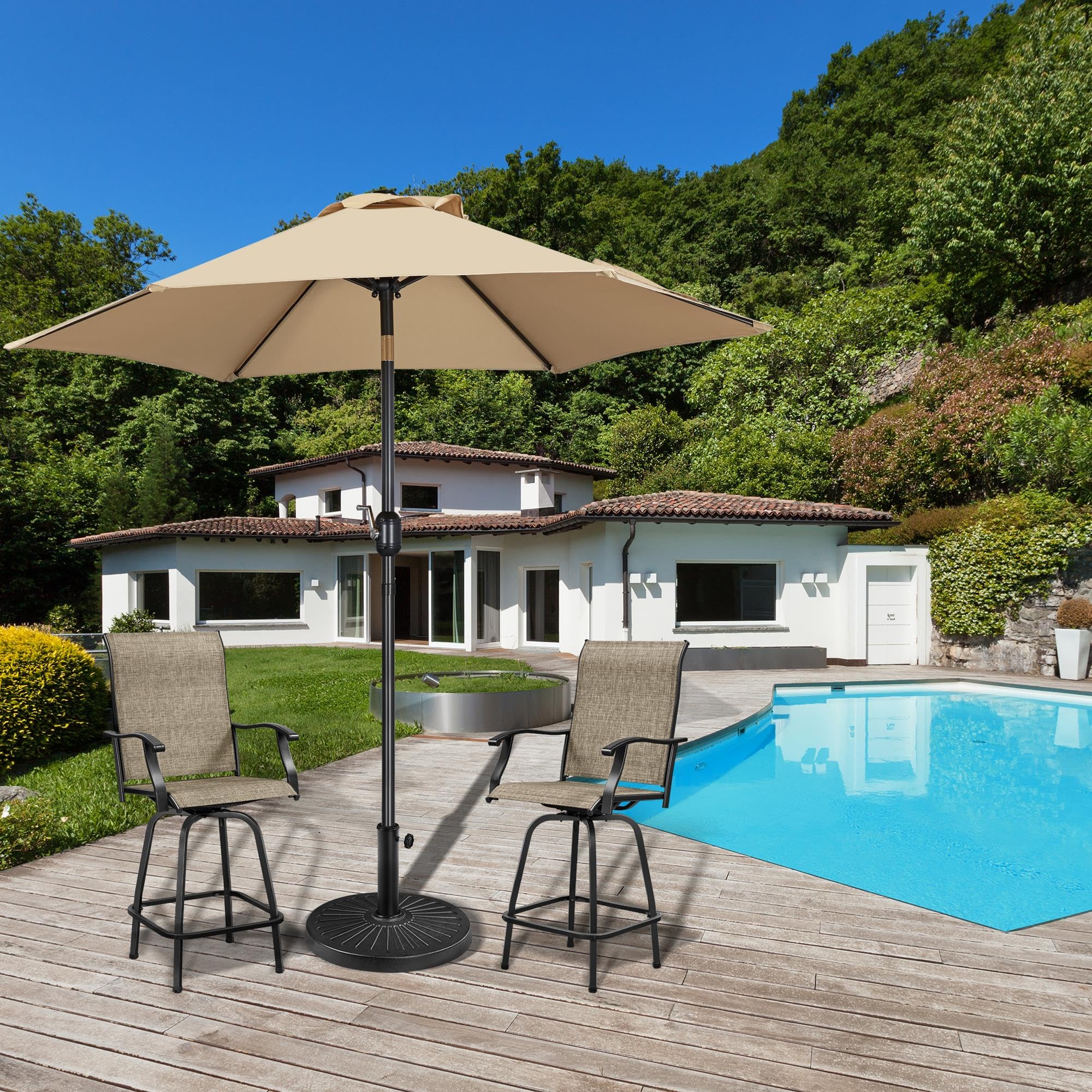 Yaheetech 10kg Patio Umbrella Stand Parasol Base Weight Heavy Duty Garden Parasol Stand Holder Round Iron Umbrella Base Stand Bronze