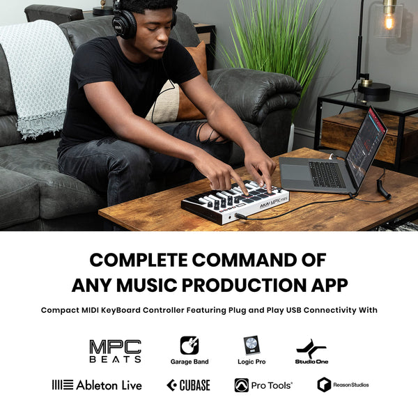 Akai Professional MPK Mini MK3 - 25 Key USB MIDI Keyboard Controller with 8 Backlit Drum Pads, 8 Knobs and Music Production Software and Native Instruments Sound Package (NKS Integration)