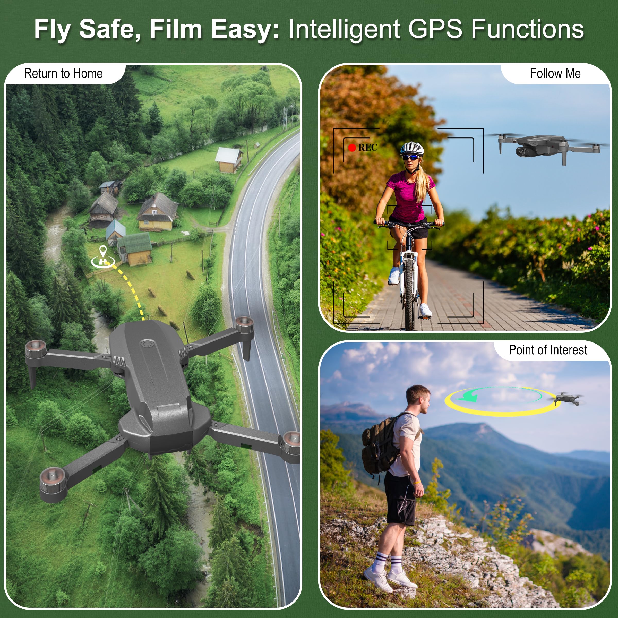 GPS Drone with Camera 4K Professional for Adults Beginners, B12 Foldable Professional RC Quadcopter with Brushless Motor, G WiFi Transmission, Optical Flow, Follow Me