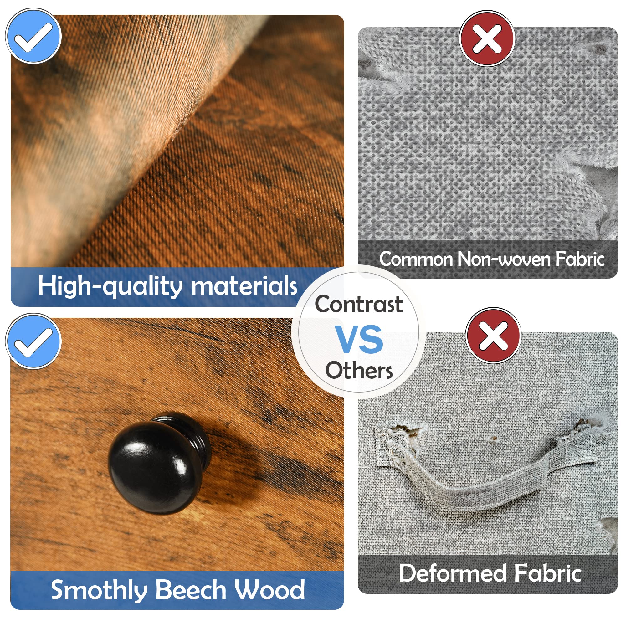 LYNCOHOME Chest of Drawers with 10 Drawers,Wooden Top Bedroom Furniture & Storage Unit for Closet, Living Room, Hallway, Rustic Brown