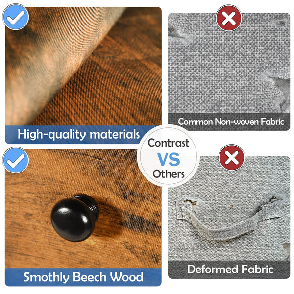 LYNCOHOME Chest of Drawers with 10 Drawers,Wooden Top Bedroom Furniture & Storage Unit for Closet, Living Room, Hallway, Rustic Brown