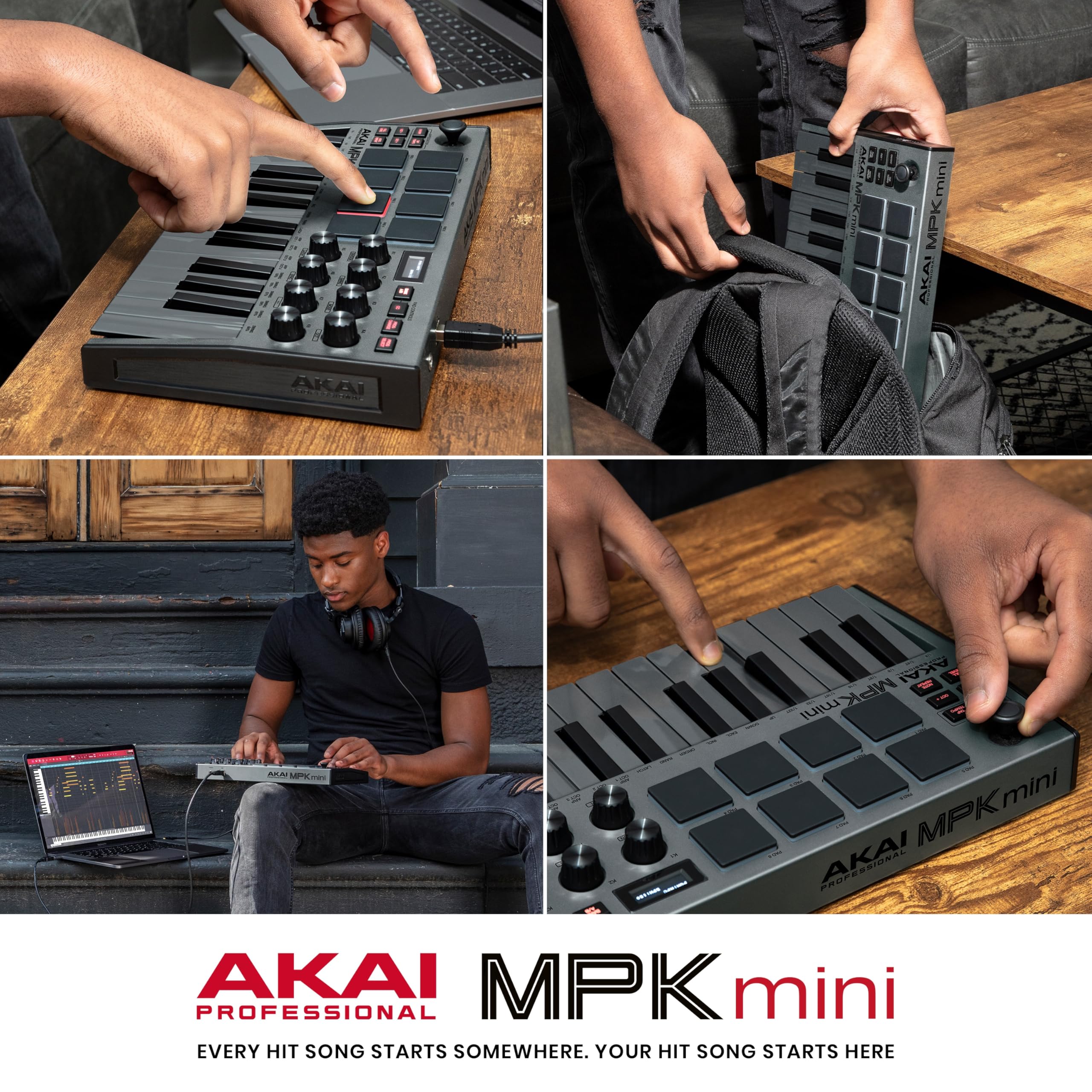 Akai Professional MPK Mini MK3 - 25 Key USB MIDI Keyboard Controller with 8 Backlit Drum Pads, 8 Knobs and Music Production Software and Native Instruments Sound Package (NKS Integration)