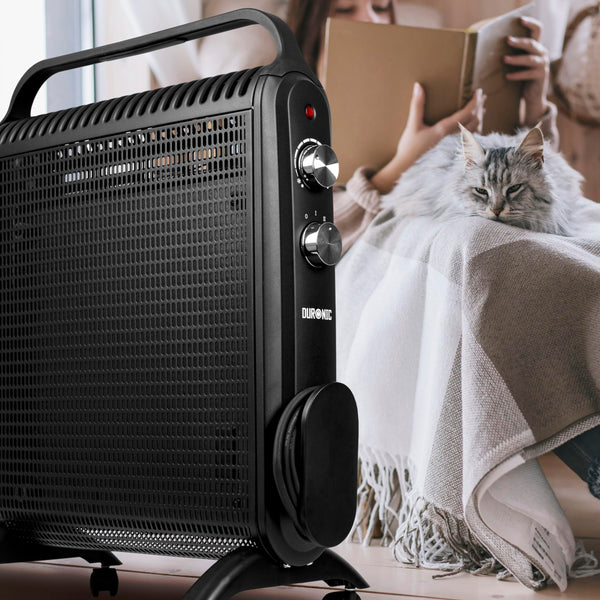 Duronic Electric Heater HV180 WE 2000W Oil Free Radiator Convection Heater Free Standing Radiator Mica Panel Heaters Portable Radiators with Micathermic Panels Convector for Home, Bedroom, Office