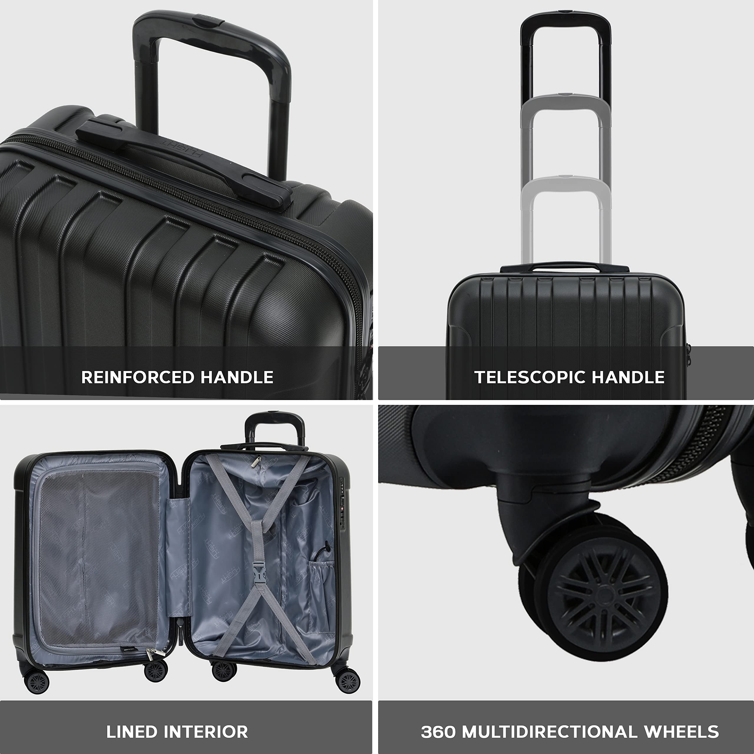 Flight Knight Premium Lightweight Suitcase - Built-in TSA Lock - 8 Spinner Wheels - ABS Hard Shell Check in Highly Durable Luggage - Medium - 67x45x26cm