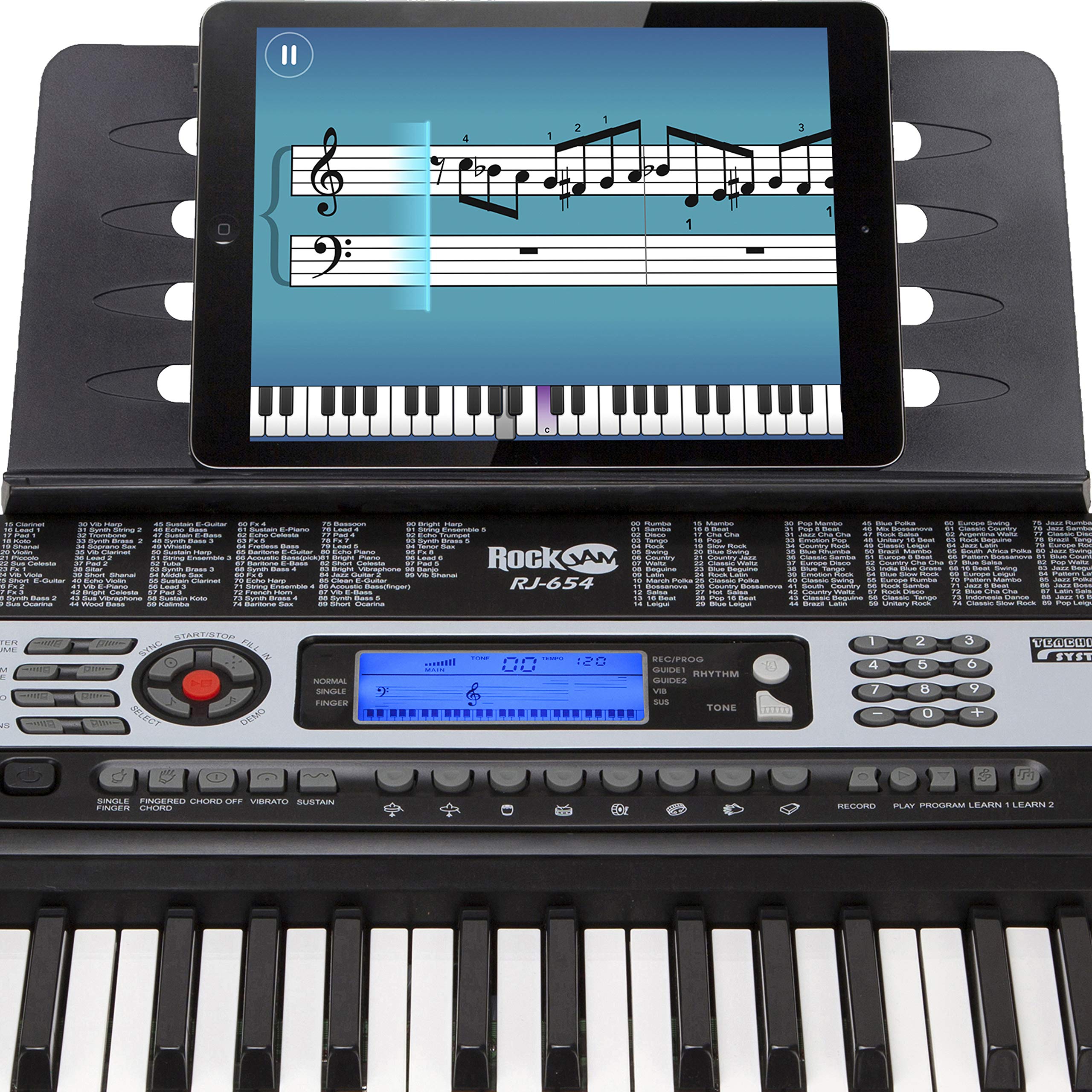 RockJam 88 Key Digital Piano with Full Size Semi-Weighted Keys, Power Supply, Sheet Music Stand, Piano Note Stickers & Simply Piano Lessons