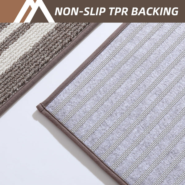 COSY HOMEER Kitchen Rugs 2 Pieces, 61x90cm+61x152cm, Absorbent and Stain-Resistant Kitchen Mats Non-Slip, Machine Washable Kitchen Runners Floor Mat