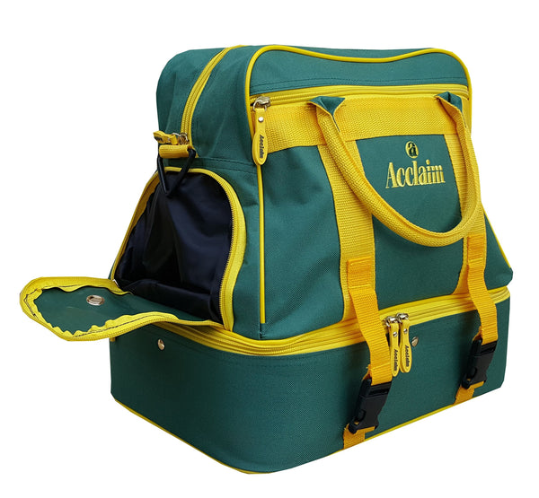 Acclaim Farne Midi Nylon Double Decker Bowlers Level Lawn Flat Green Short Mat Indoor & Outdoor Bowling Bowls Bag New 2025 Model (Bottle Green/Yellow)