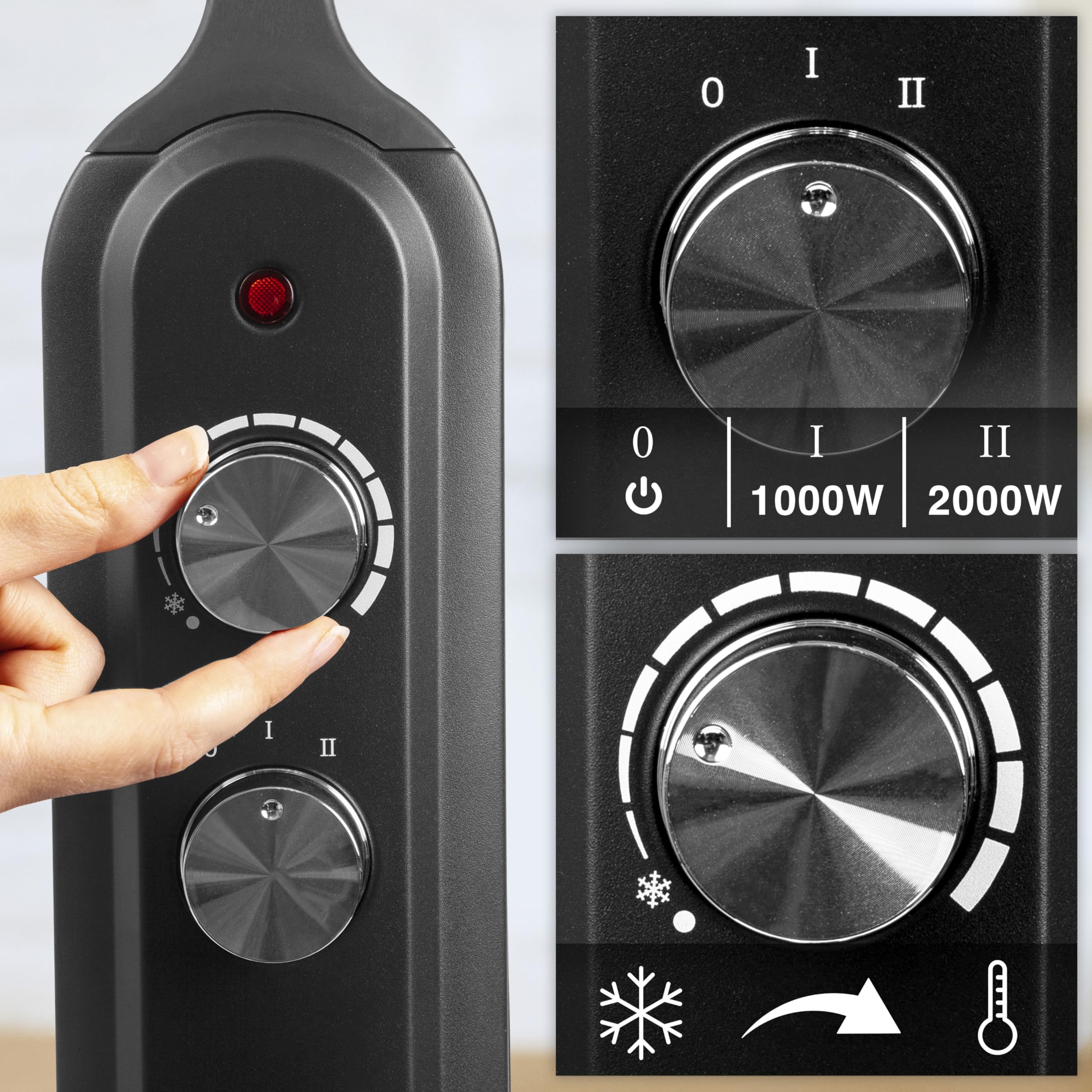 Duronic Electric Heater HV180 WE 2000W Oil Free Radiator Convection Heater Free Standing Radiator Mica Panel Heaters Portable Radiators with Micathermic Panels Convector for Home, Bedroom, Office