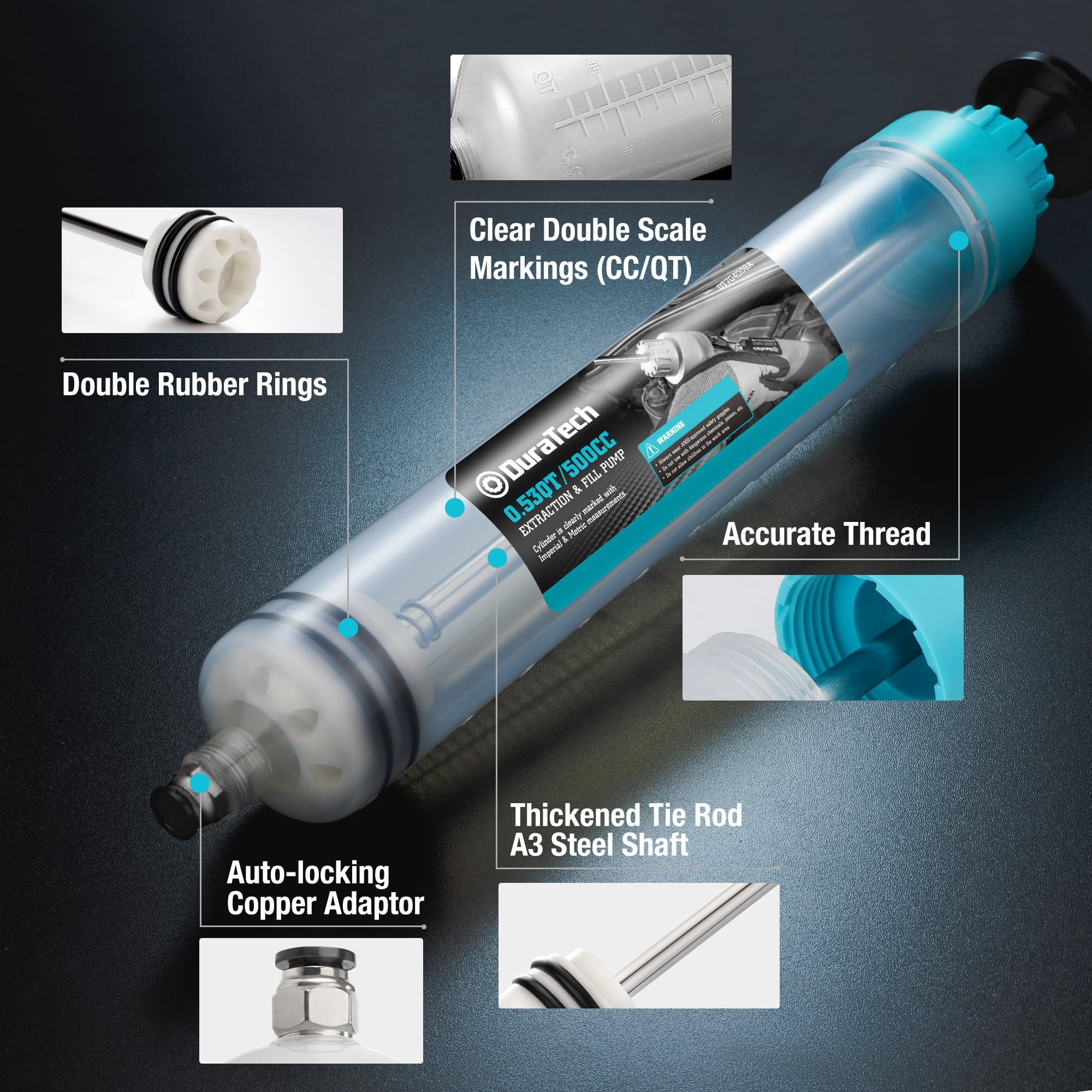 DURATECH 200cc Engine Oil Extractor Fluid Suction Pump| Keeps Engine Bay Clean with Oil Syringe | Oil Syringe and Fluid Extractor Change Engine Oil Efficiently | Suction Pump for Variety Applications