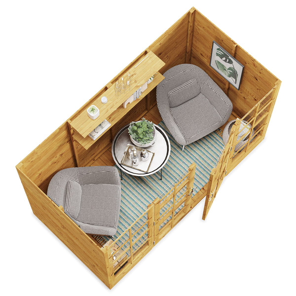 BillyOh Summerhouse Log Cabin 8 x 8 Wooden Garden Storage Shed Summer House Harper Apex Summerhouses (8x8)