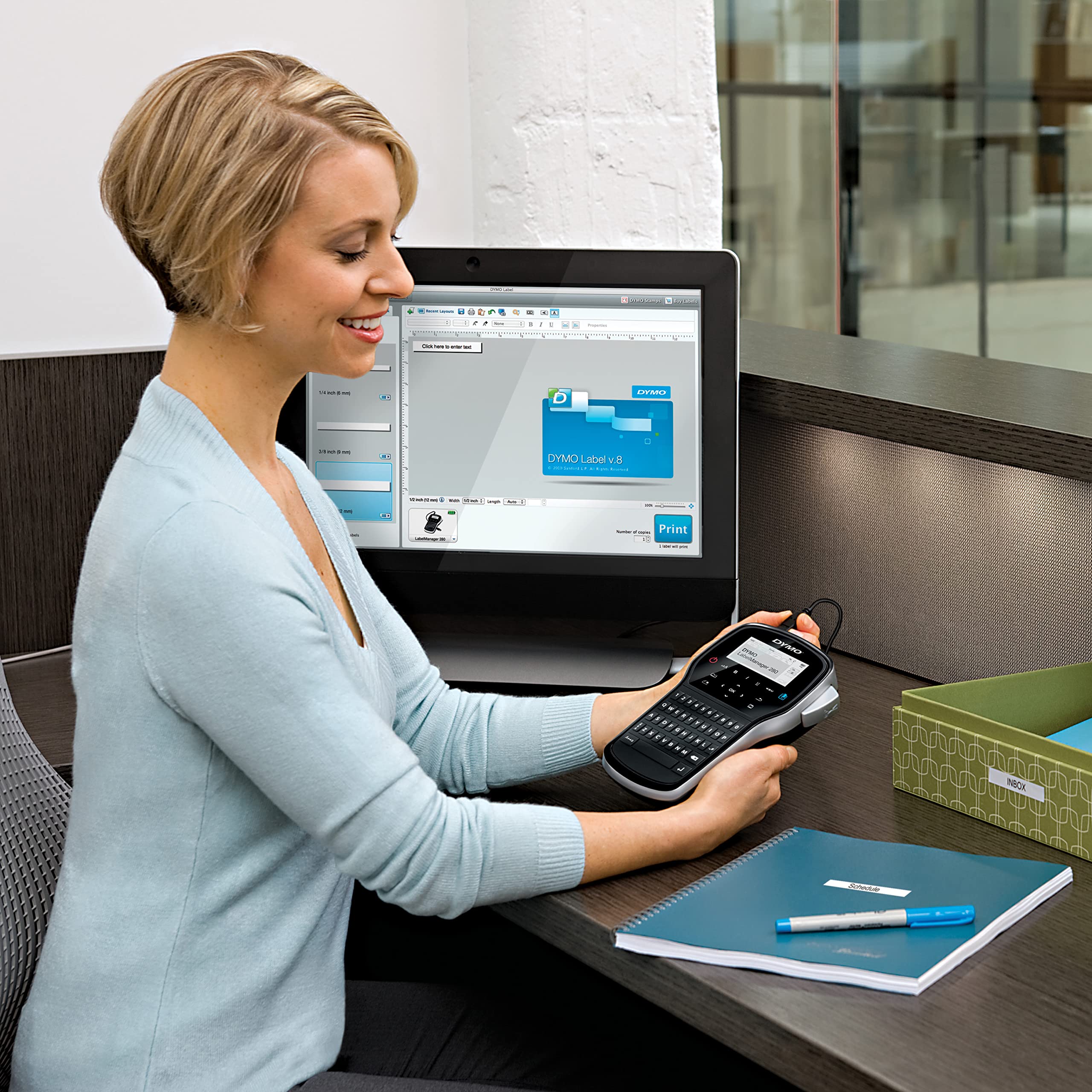 DYMO LabelManager 420P Label Maker | High Performance Rechargeable Portable Label Printer | Computer Connection | Print Barcodes, Logos & Graphics