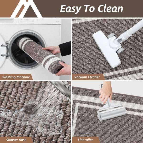 COSY HOMEER Kitchen Rugs 2 Pieces, 51x76cm+51x122cm, Absorbent and Stain-Resistant Kitchen Mats Non-Slip, Machine Washable Kitchen Runners Floor Mat