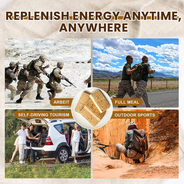 Emergency Food Rations Meal Ready To Eat, Long Self Life 18400 Calorie Survival Tabs Perfect for Camping, Hiking, Army Outdoor Disaster, 20 Pack with Tin Box