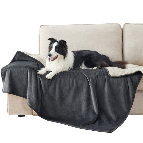 Lesure Waterproof Fleece Blanket Washable - 152x203cm Ultra Soft Grey Dog Blanket Over Sofa Bed Garden, Twin/Double Throw with Soft Plush, Fit All Season
