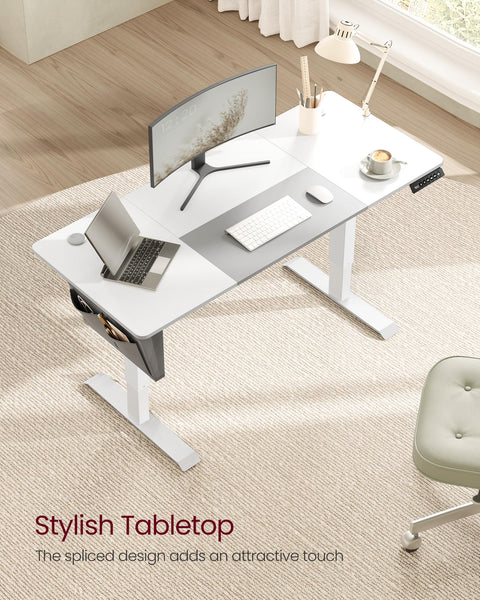 VASAGLE Electric Standing Desk, Height Adjustable Desk, 60 x 140 x (72-120) cm, 4 Memory Heights, Storage Pocket, for Home Office, Study, Rustic Brown and Ink Black LSD134K02