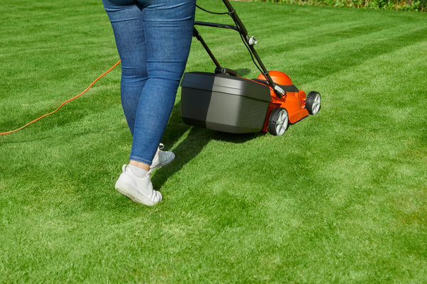 Flymo EasiStore 380R Electric Rotary Lawn Mower - 38 cm Cutting Width, 45 Litre Grass Box, Close Edge Cutting, Rear Roller, Central Height Adjust, Space Saving Storage Features