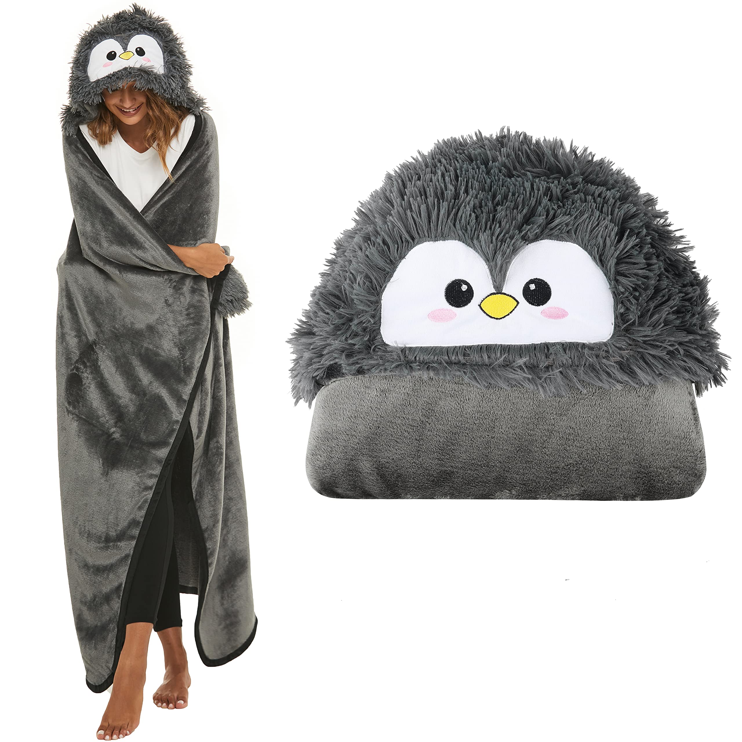 Shoppawhile Sloth Gifts for Women Wearable Hooded Blanket Soft Cute Warm Fluffy Sloth Hooded Blanket 59 * 51 inch