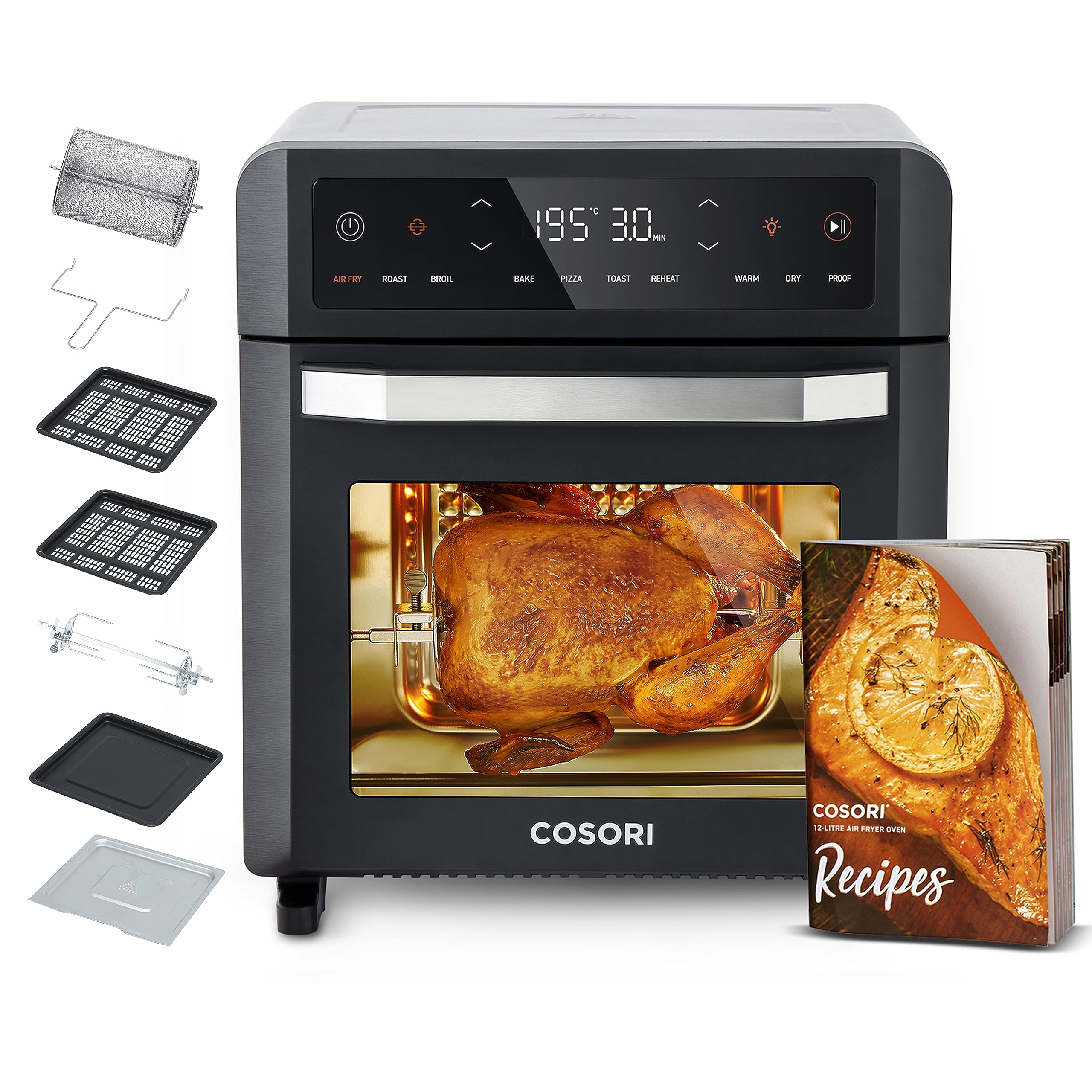 COSORI Smart Air Fryer Oven Dual Blaze 6.4L, Double Heating Elements, Cookbook, No Shaking & No Preheating, APP Control, 12 Functions, Air Fry, Roast, Bake, Reheat, Dishwasher Safe