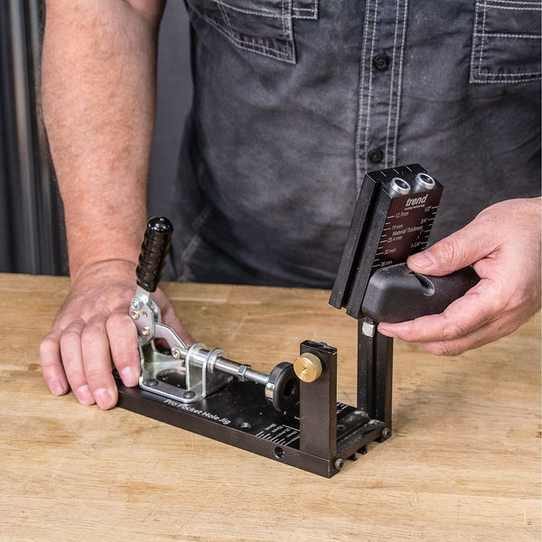 Trend Pocket Hole Jig Pro Kit with Pocket Hole Jig, Support Rods & End Stops, Face Clamp, HSS Drill Bit & Depth Collar, Square Drive Bits, 100 Screws & Storage Case, PH/JIG/AK , 12.7-38mm