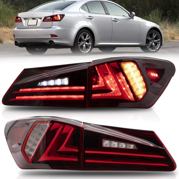 VLAND LED Taillights Fit for Lexus IS250 IS350 2006-2012 Rear Lights withSequential Turn Signal, Smoked