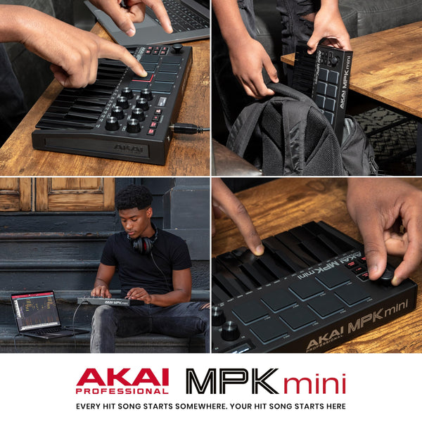 Akai Professional MPK Mini MK3 - 25 Key USB MIDI Keyboard Controller with 8 Backlit Drum Pads, 8 Knobs and Music Production Software and Native Instruments Sound Package (NKS Integration)